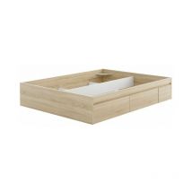 Venditadimobilionline - Cadre de lit avec 4 tiroirs 156 cm (largeur) x 37 cm (hauteur) x 196 cm (profondeur) - Chêne canadien