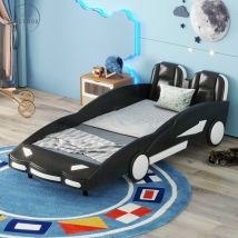 Retrok - Lit Plat 90x200cm, Lit Modèle Voiture - Lit Voiture, Lit Enfant, Noir - black