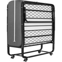 Lit Pliant 90X200cm, Adultes lit d'appoint Pliable avec 13 cm Matelas en Mousse à mémoire de Forme, Métal Lit Pliant Adulte avec roulettes