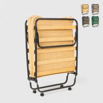 Llb Living Life Bed - Lit pliant 80x180 à roulettes avec matelas et sommier à lattes Ares - Beige
