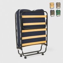 Llb Living Life Bed - Lit pliant 80x180 à roulettes avec matelas et sommier à lattes Ares - Bleu