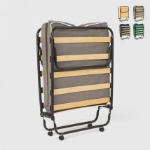 Llb Living Life Bed - Lit pliant 80x180 à roulettes avec matelas et sommier à lattes Ares - Marron