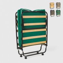 Llb Living Life Bed - Lit pliant 80x180 à roulettes avec matelas et sommier à lattes Ares - Vert foncé