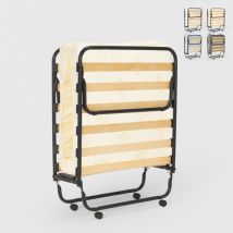 Llb Living Life Bed - Lit pliant 80x180 avec matelas en microfibre et sommiers à lattes Apollo - Beige
