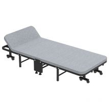 Keepbuying - Lit pliant avec roulettes - Sieste - 6 Niveaux réglable - 190 x 70 x 28cm - Gris