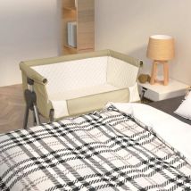 Lit pour bébé avec matelas Taupe Tissu de lin - Vidaxl