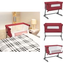 Lit pour bébé avec matelas Rouge Tissu de lin - Lit Bébé - Lit Évolutif - Berceau Convertible - Lit Côte Parent - Sommeil Bébé