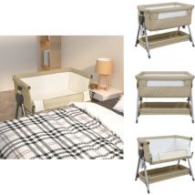 Lit pour bébé avec matelas Taupe Tissu de lin - Lit Bébé - Lit Enfant - Berceau - Lit Convertible - Lit Réglable