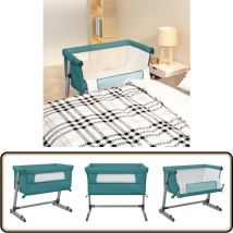 Lit pour bébé avec matelas Vert Tissu de lin - Lit Bébé - Lit Évolutif - Lit D'appoint - Berceau Convertible - Sommeil Bébé