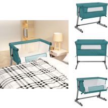 Lit pour bébé avec matelas Vert Tissu de lin - Lit Bébé - Lit Évolutif - Lit D'appoint - Berceau Convertible - Sommeil Bébé