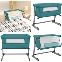 Lit pour bébé avec matelas Vert Tissu de lin - Lit Bébé - Lit Évolutif - Lit D'appoint - Berceau Convertible - Sommeil Bébé - Home & Living