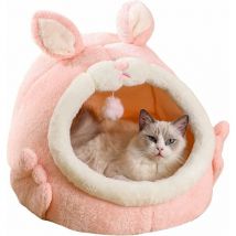 Sunxury - Lit pour Chat adapté aux Chats d'intérieur, Tente pour Chat Maison en Peluche Lapin Design lit pour Chaton avec Pompons Mignon Trou de Chat