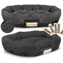 Lit pour chien 75x50 cm, personnalisé, imperméable, noir