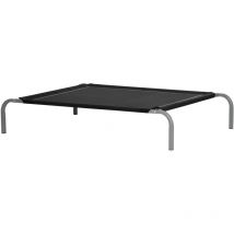 Lit pour chien chat xl grand confort sur pied - dim. 110 x 75 x 20 cm - métal gris textilène micro-perforé noir