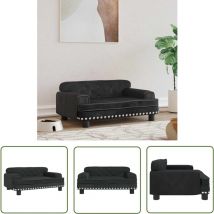 The Living Store Lit pour chien noir 70x45x30 cm velours - Panier Pour Chien - Lit Pour Chien - Coussin Pour Chien - Canapé Pour Chien - Accessoires