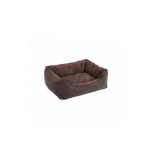 Lit pour chien panier pour chien revêtement en tissu style ours en peluche déhoussable et lavable en machine 75 cm marron