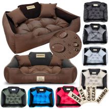 Lit pour chien parc KINGDOG 55x45 cm, personnalisé, imperméable, marron