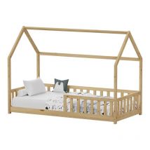 Lit pour enfant avec barrières en bois de pin 90x190 cm