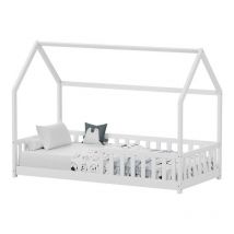 Jardibricodeco - lit pour enfant avec barrières en bois de pin blanc 90x190 cm