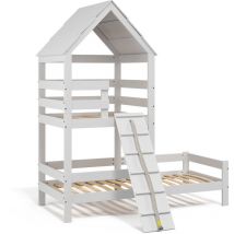 Lit cabane Teddy, Blanc, 90x200 cm Vitalispa