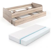 Vitalispa - Lit d'enfant Enzo, Sonoma, 90x200 cm avec matelas