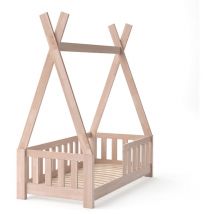 Vitalispa - Lit enfant Tipi, Marron, 70x140 cm avec clôture