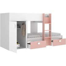 Dmora - Lit pour enfants Cevedale, Chambre complète avec armoire et tiroirs, Composition de lits superposés avec deux lits simples, 271x111h150 cm,
