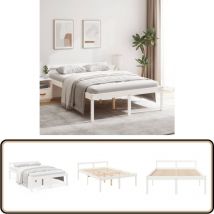 Lit pour personne âgée sans matelas 120x200 cm bois pin massif - Lit Senior - Lit Pour Personnes Âgées - Lit Haut - Lit Plateforme - Lit Bois