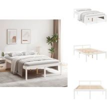 Lit pour personne âgée sans matelas 140x200 cm bois pin massif - Lit Senior - Lit Pour Personnes Âgées - Lit Haut - Lit Plateforme - Lit Bois