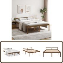 Lit pour personne âgée sans matelas 150x200 cm bois pin massif - Lit Senior - Lit Pour Personnes Âgées - Lit Haut - Lit Plateforme - Lit Bois