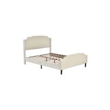 Lit rembourré 140 x 200 cm sommier à lattes en velours beige