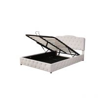 Lit rembourré double tête de lit réglable cuir synthétique 140 x 200CM blanc