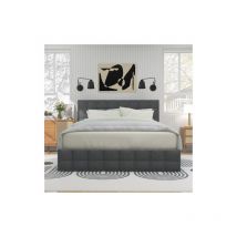 Zxpasra - aiducho Lit rembourré avec 4 tiroirs, lit double avec cadre à lattes, lit de rangement, tête de lit réglable en hauteur et design de