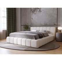 Lit rembourré avec rangement 120x200 velours beige Orio