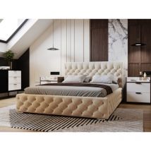 Lit rembourré avec rangement 120x200 velours beige Velutto