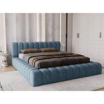 Lit rembourré avec rangement 120x200 velours bleu Italia