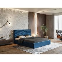 Lit rembourré avec rangement 120x200 velours bleu Loris