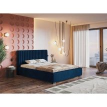Lit rembourré avec rangement 120x200 velours bleu Toscania