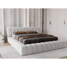 Graingold - Lit rembourré avec rangement 120x200 velours gris clair Italia