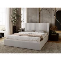 Lit rembourré avec rangement 120x200 velours gris clair Malmo
