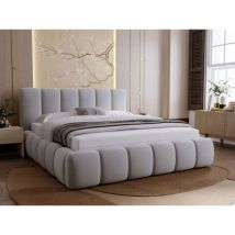 Lit rembourré avec rangement 120x200 velours gris clair Royal