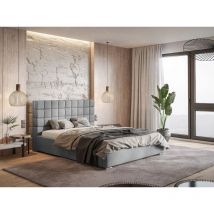Lit rembourré avec rangement 120x200 velours gris clair Terra