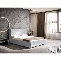 Lit rembourré avec rangement 120x200 velours gris clair Tonale