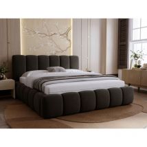 Graingold - Lit rembourré avec rangement 120x200 velours gris foncé Royal