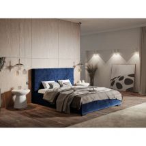 Lit rembourré avec rangement 120x200 velours bleu Toreto