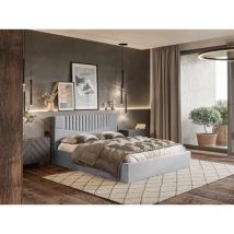 Lit rembourré avec rangement 120x200 velours gris Lido