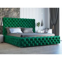 Graingold - Lit rembourré avec rangement 180x200 velours vert Heaven