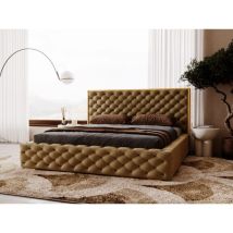 Lit rembourré avec rangement 120x200 velours marron Wave