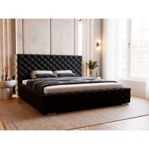 Lit rembourré avec rangement 120x200 velours noir Astra