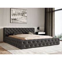 Graingold - Lit rembourré avec rangement 140x200 velours noir Palini